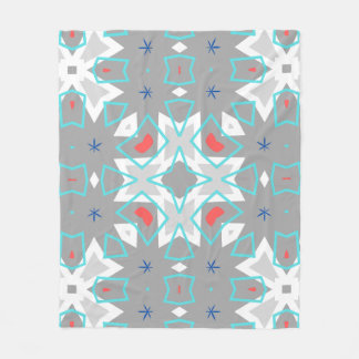 Coral Gray Mandala Pattern | Geometric Floral Boho Fleece Blanket