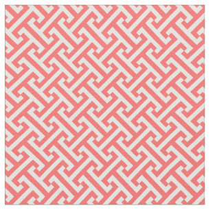 Coral Greek Key Pattern Fabric