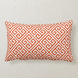 Coral Greek Key Pattern Lumbar Pillow