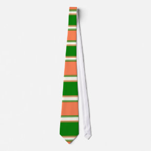 Coral Green and Ivory Horizontally-Striped Tie