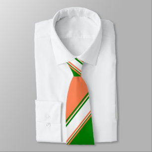 Coral Green and Ivory Striped Tie
