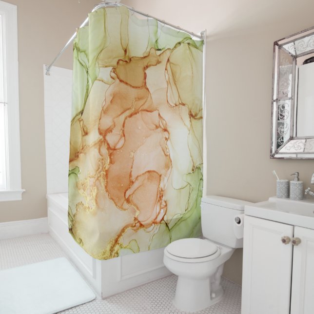 Coral Green Earth Tone Abstract (In Situ)