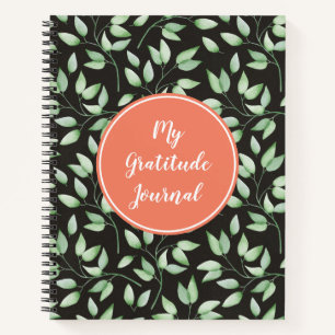Coral & Green Feuilles Custom Gratitude Journal