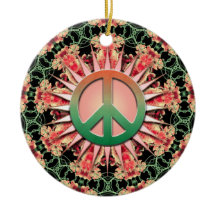 Coral Green Flower Circle Keepsake Peace Ornament