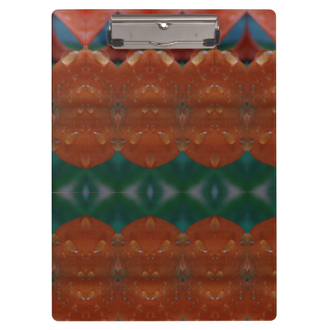Coral & Green Ikat Clipboard (Front)