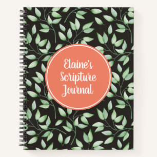 Coral & Green Leaves Custom Scripture Journal