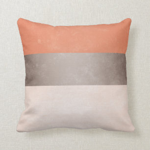 Coral Grey Broad Stripes Throw Pillow