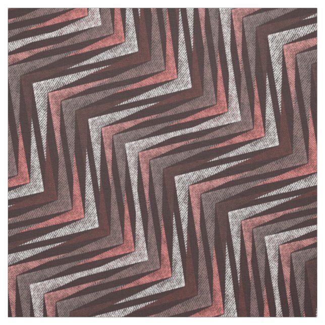Coral, grey, brown zigzag pattern.  fabric (Swatch)
