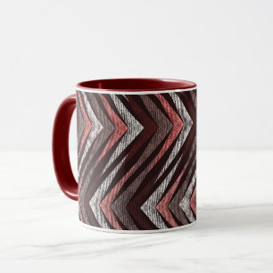Coral, grey, brown zigzag pattern. mug