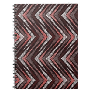 Coral, grey, brown zigzag pattern. notebook