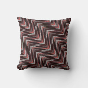 Coral, grey, brown zigzag pattern. throw pillow