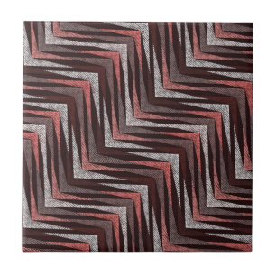 Coral, grey, brown zigzag pattern. tile