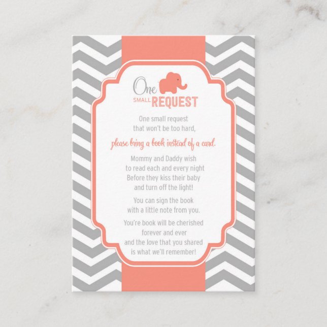 Coral Grey Chevron Baby shower Demande de carte (Devant)