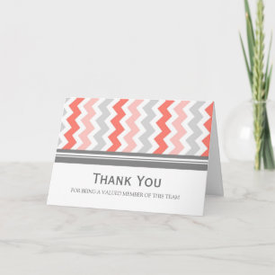 Coral Grey Chevron Employee Appreciation Card