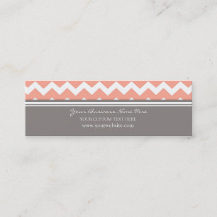 Coral Grey Chevron Retro Business Cards