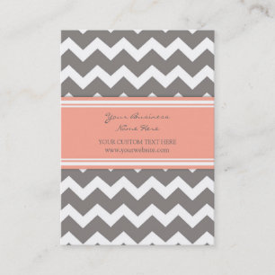 Coral Grey Chevron Retro Business Cards