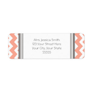 Coral Grey Chevrons Custom Return Address Labels