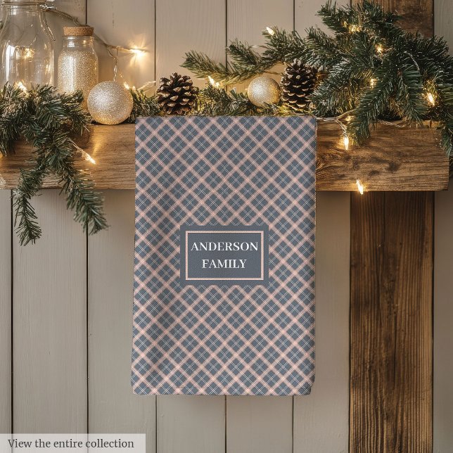 Coral Grey Kitchen Towel Custom Name Modern Look (Coral Grey Kitchen Towel Custom Name Modern Look)