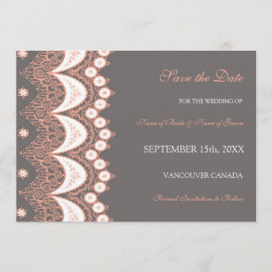Coral Grey Photo Wedding Save the Date Card