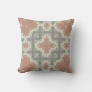 Coral Grey Tribal Outdoor Pillow
