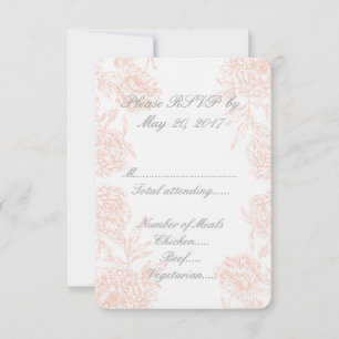 Coral Grey Vintage Floral Wedding RSVP