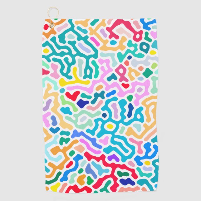 Coral - happy colourful golf towel (Front)