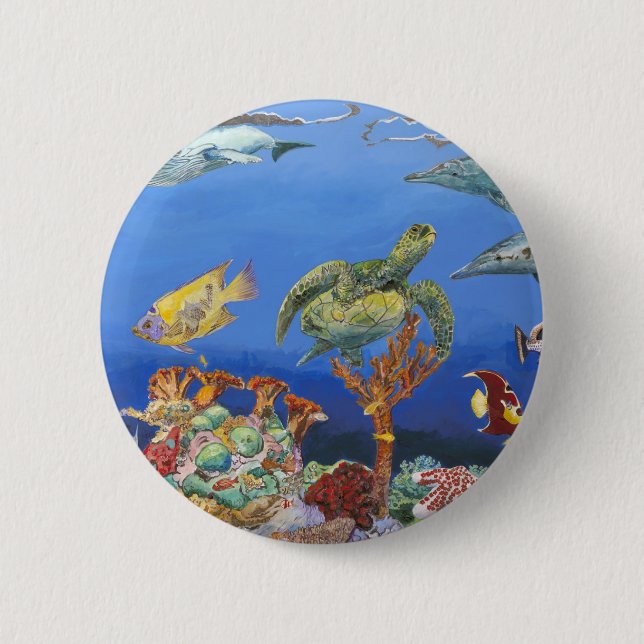 coral head 2 inch round button (Front)