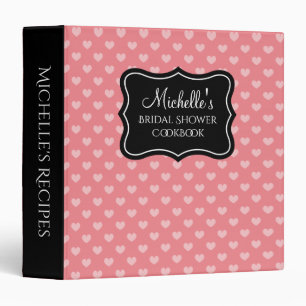 Coral heart bridal shower recipe binder cook book