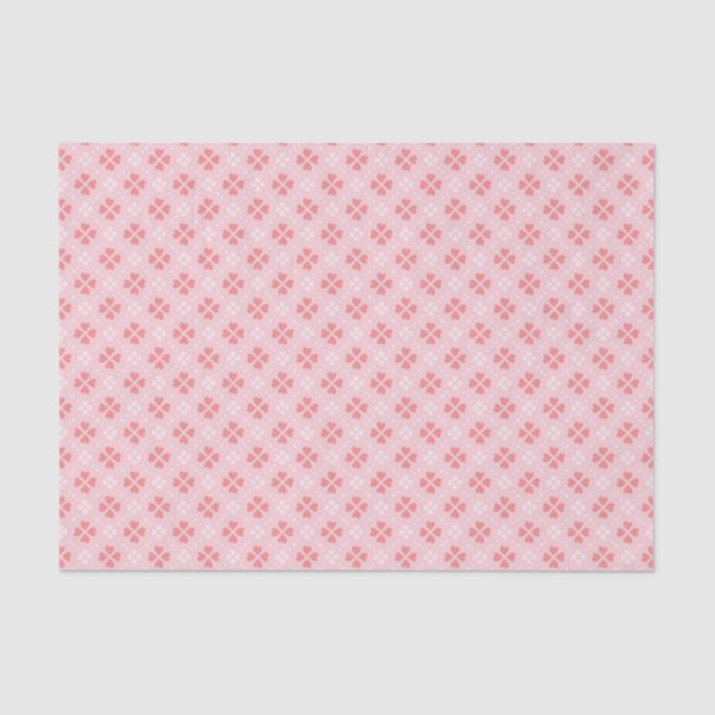Coral Heart-Shaped Petal Flowers Tissue Paper (Front)