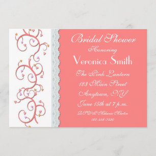 Coral Heart Swirls Invitation