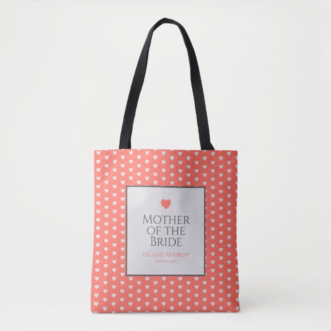 Coral Heart Wedding Tote Bag (Front)