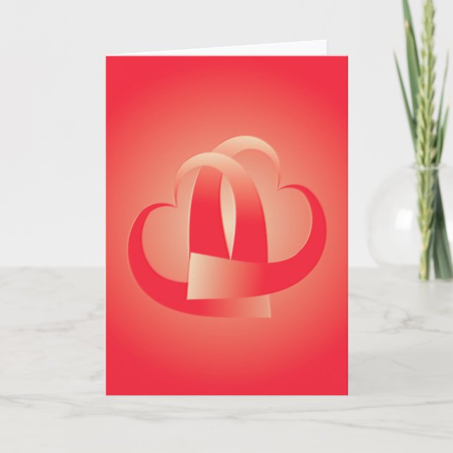 coral hearts hugging card (Front)