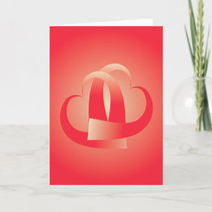 coral hearts hugging card