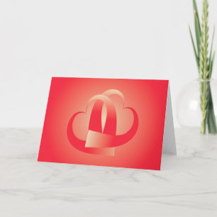 coral hearts hugging card
