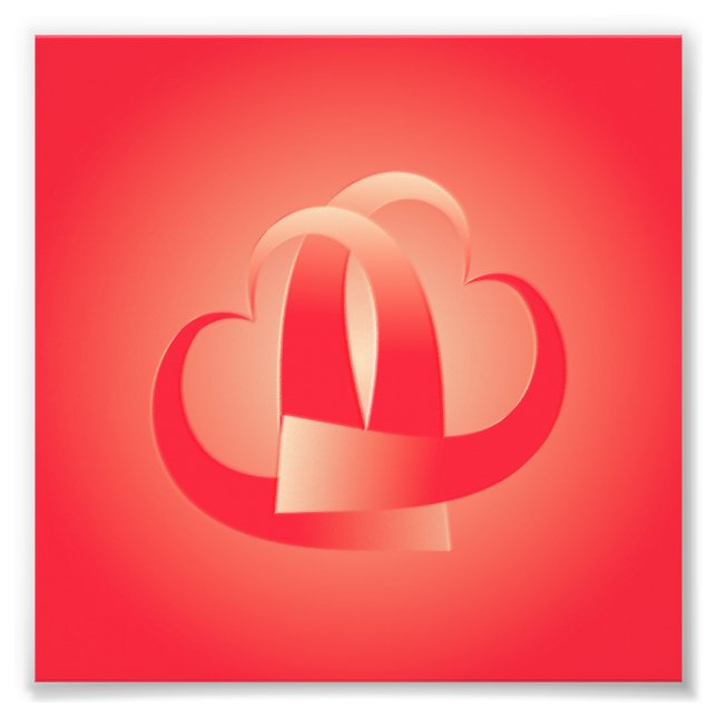 coral hearts hugging photo print (Front)