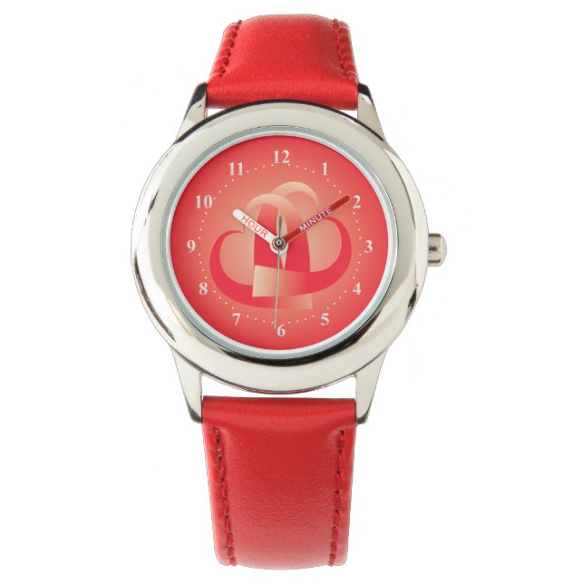 coral hearts hugging watch (Front)