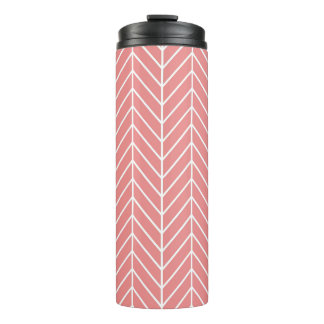 Coral Herringbone Chevron Pattern Thermal Tumbler