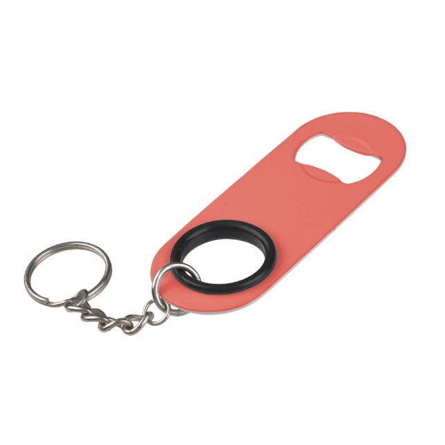 Coral hex code FF6F61 Keychain Bottle Opener (Front Angled)