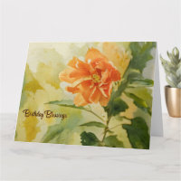 Coral Hibiscus - Birthday Card