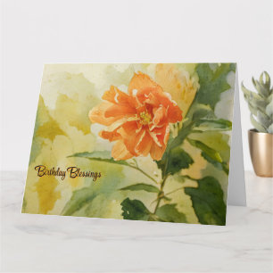 Coral Hibiscus - Birthday Card