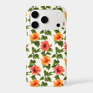 Coral Hibiscus Tropical Pattern iPhone Case