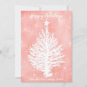 CORAL HOLIDAY CARD   Retro Coastal Christmas Tree
