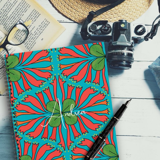 Coral Honeysuckle Art Personalized Botanical Notebook (Creator Uploaded)