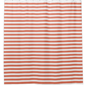 Coral Horizontal Stripes Shower Curtain