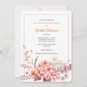 Coral Hydrangea Invitation