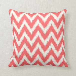 Coral Ikat Chevron Throw Pillow
