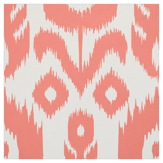 Coral Ikat Pattern Fabric (Swatch)