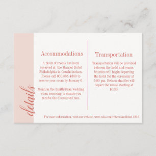 Coral Invitation Insertion, Caroline Mariage