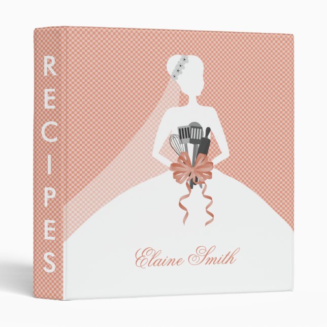 Coral Kitchen Bridal shower Recipe Folder Binder (Front/Spine)
