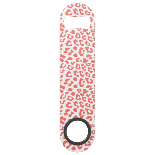 Coral Leopard Print Bar Key (Front)